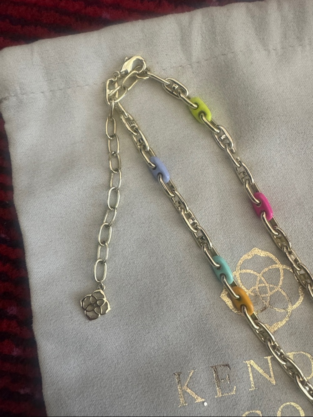 Kendra Scott Gold Chain Necklace with Multicolor Enamel Links - Picture 2 of 5